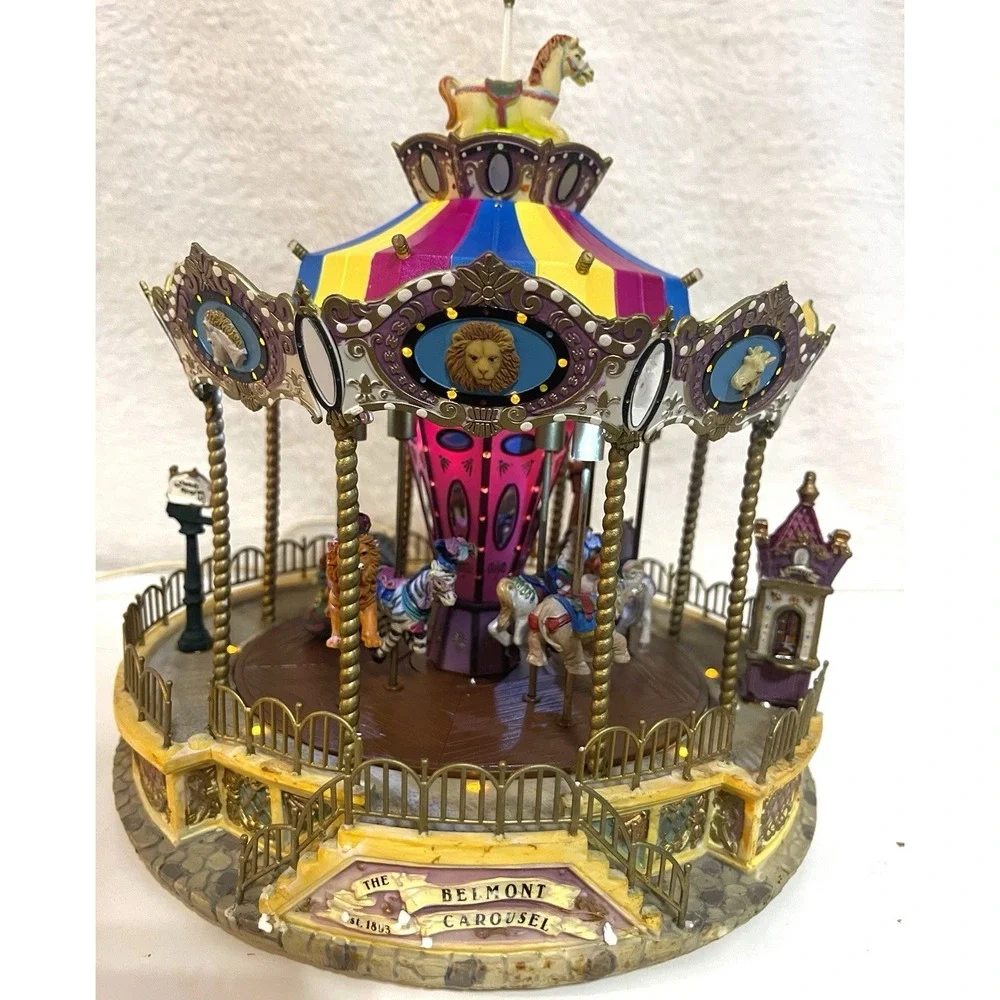 Lemax Carole Towne Animated Belmont Carousel Lighted With Sound.  *See Details*